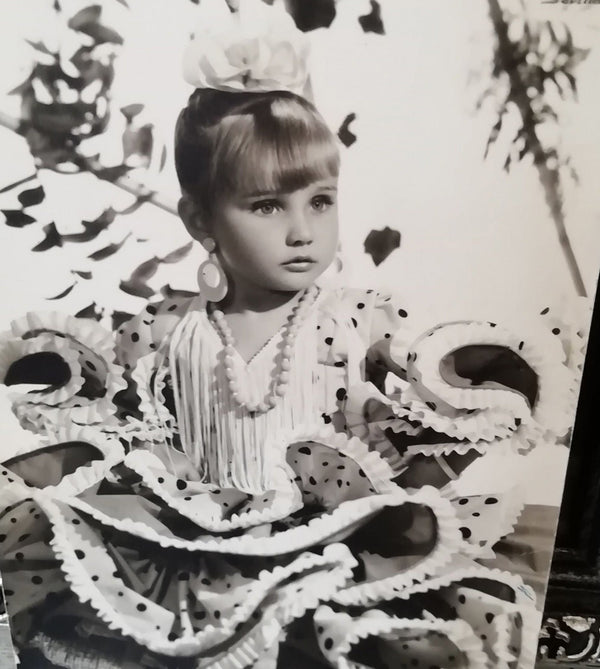 Little Girl in Flamenco Dress Photo Restoration before