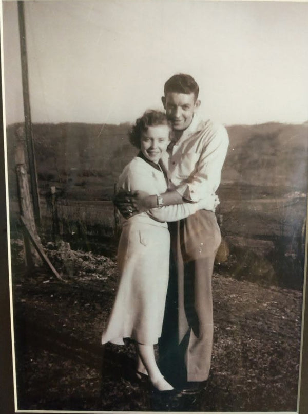 Couple Embrace Countryside Photo Restoration before