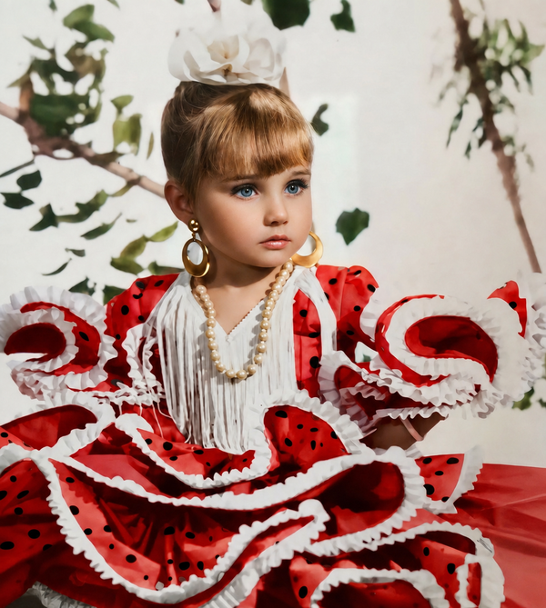 Little Girl in Flamenco Dress Photo Restoration after