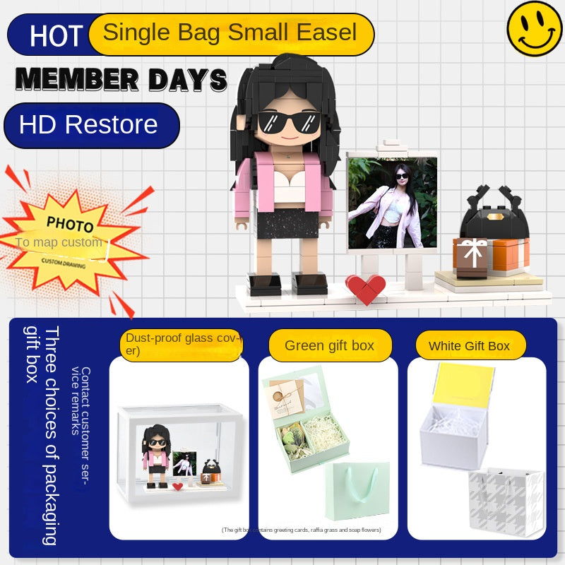 Photo Block 3D Figurine | LEGO style DIY | 3D Assembly Figurine | Couple | Valentine's Day | Gift Birthday