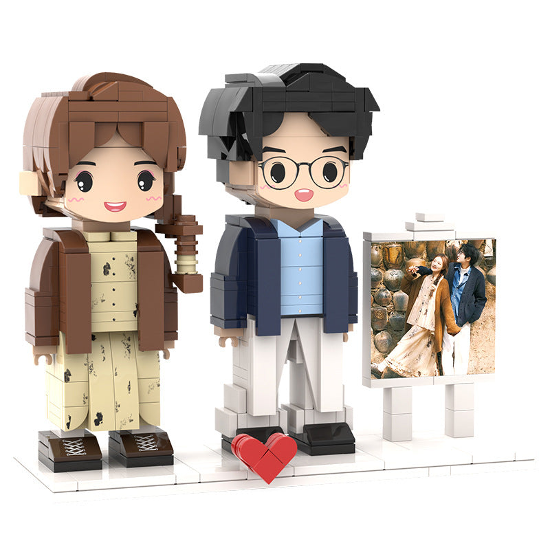 Photo Block 3D Figurine | LEGO style DIY | 3D Assembly Figurine | Couple | Valentine's Day | Gift Birthday