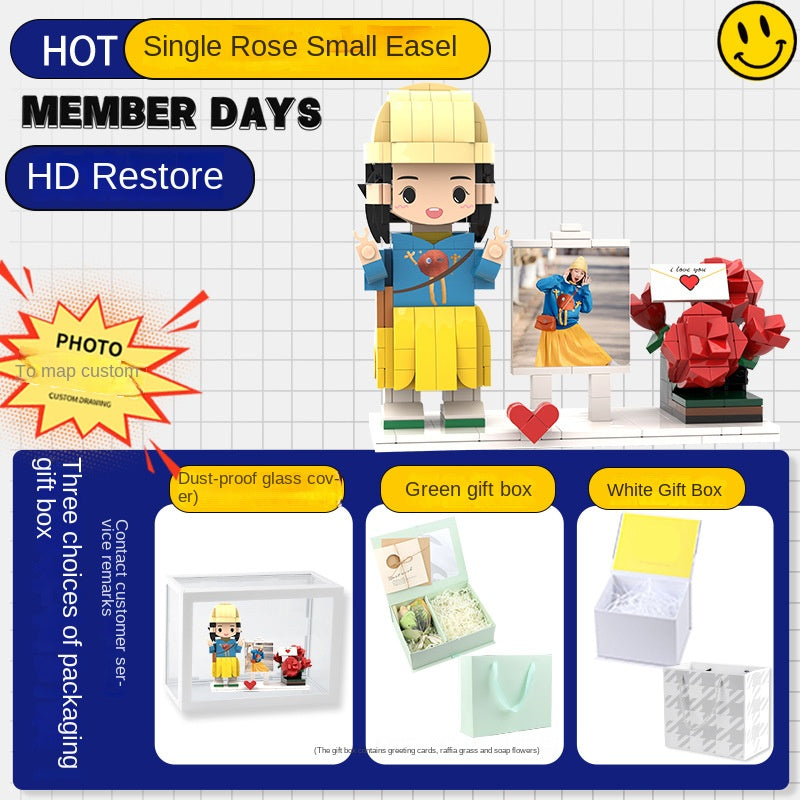 Photo Block 3D Figurine | LEGO style DIY | 3D Assembly Figurine | Couple | Valentine's Day | Gift Birthday