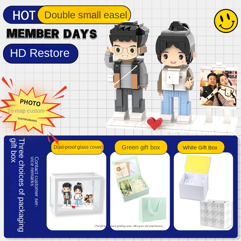 Photo Block 3D Figurine | LEGO style DIY | 3D Assembly Figurine | Couple | Valentine's Day | Gift Birthday