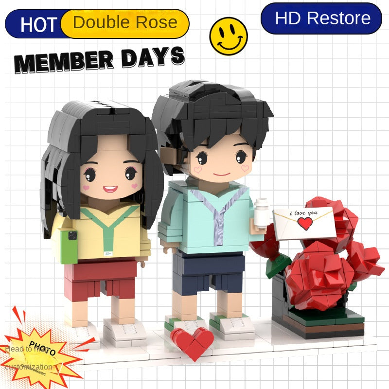 Photo Block 3D Figurine | LEGO style DIY | 3D Assembly Figurine | Couple | Valentine's Day | Gift Birthday