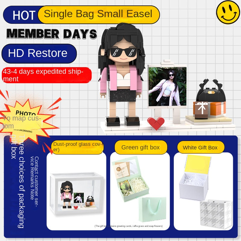 Photo Block 3D Figurine | LEGO style DIY | 3D Assembly Figurine | Couple | Valentine's Day | Gift Birthday