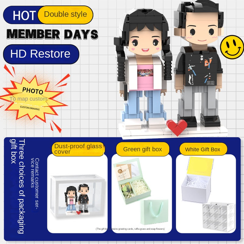 Photo Block 3D Figurine | LEGO style DIY | 3D Assembly Figurine | Couple | Valentine's Day | Gift Birthday