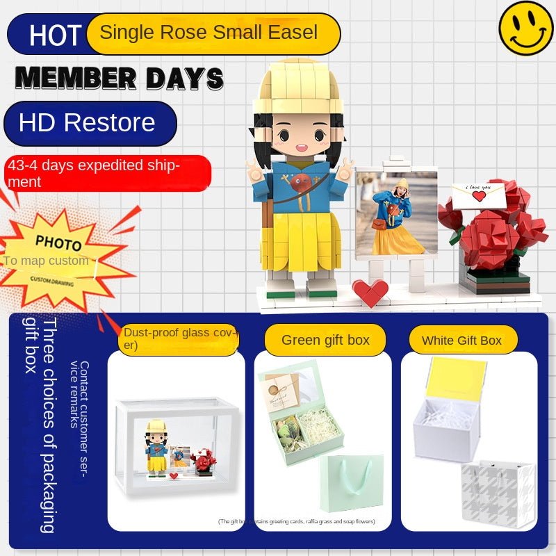 Photo Block 3D Figurine | LEGO style DIY | 3D Assembly Figurine | Couple | Valentine's Day | Gift Birthday