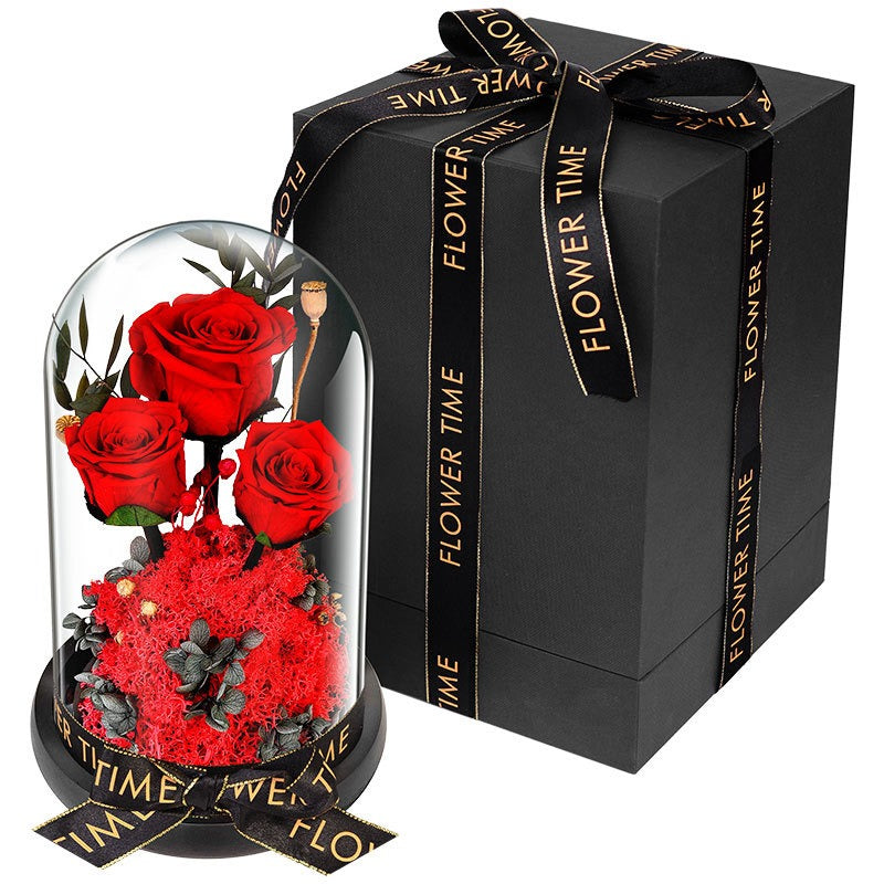 Luxury Gift | Immortal Flowers Dried Roses | Glass Cover Best Gift Box | Creative Ornaments | Valentine's Day Gift | Birthday Gift