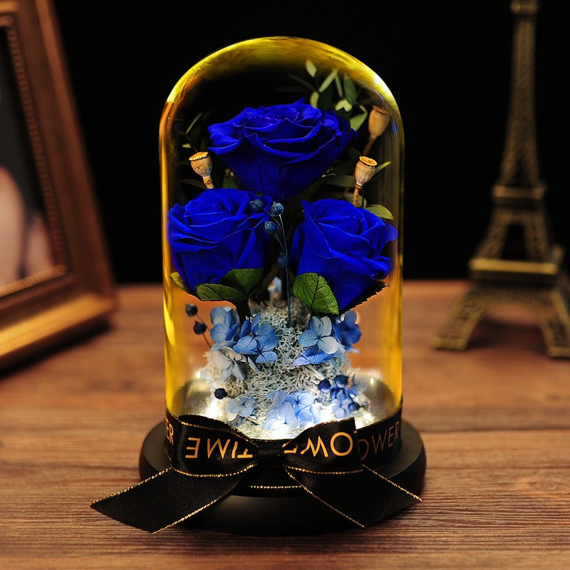 Luxury Gift | Immortal Flowers Dried Roses | Glass Cover Best Gift Box | Creative Ornaments | Valentine's Day Gift | Birthday Gift