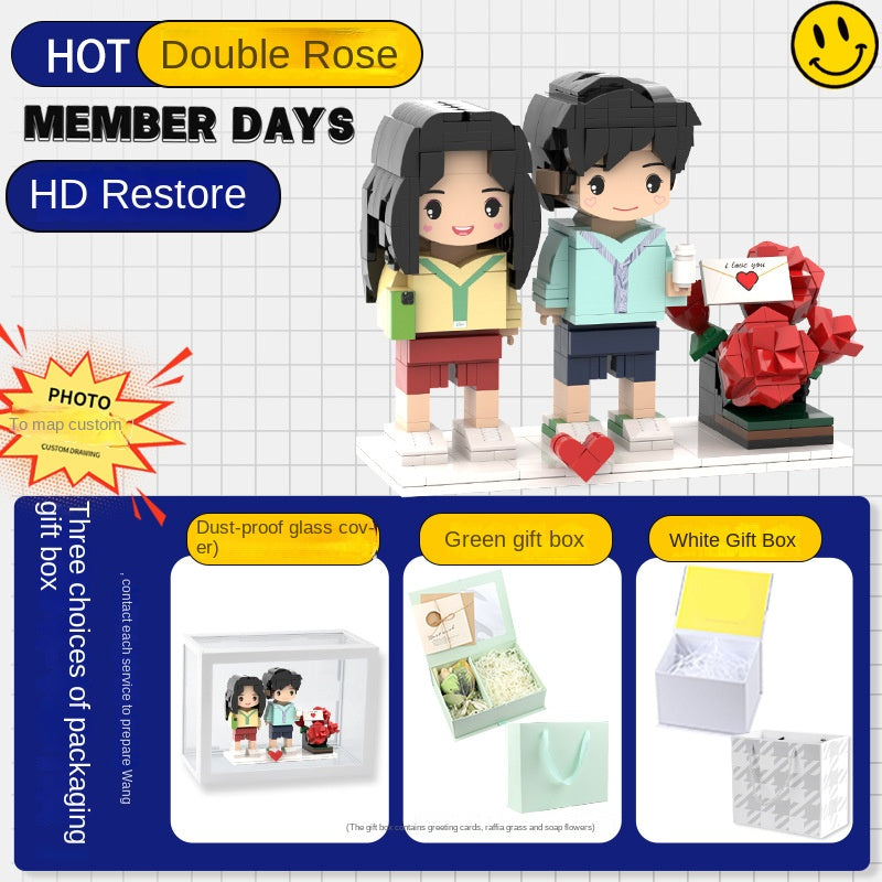 Photo Block 3D Figurine | LEGO style DIY | 3D Assembly Figurine | Couple | Valentine's Day | Gift Birthday