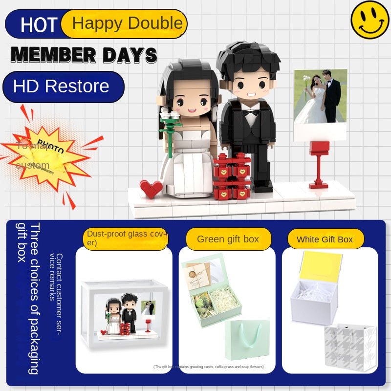 Photo Block 3D Figurine | LEGO style DIY | 3D Assembly Figurine | Couple | Valentine's Day | Gift Birthday