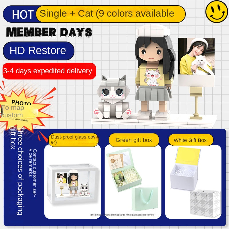 Photo Block 3D Figurine | LEGO style DIY | 3D Assembly Figurine | Couple | Valentine's Day | Gift Birthday