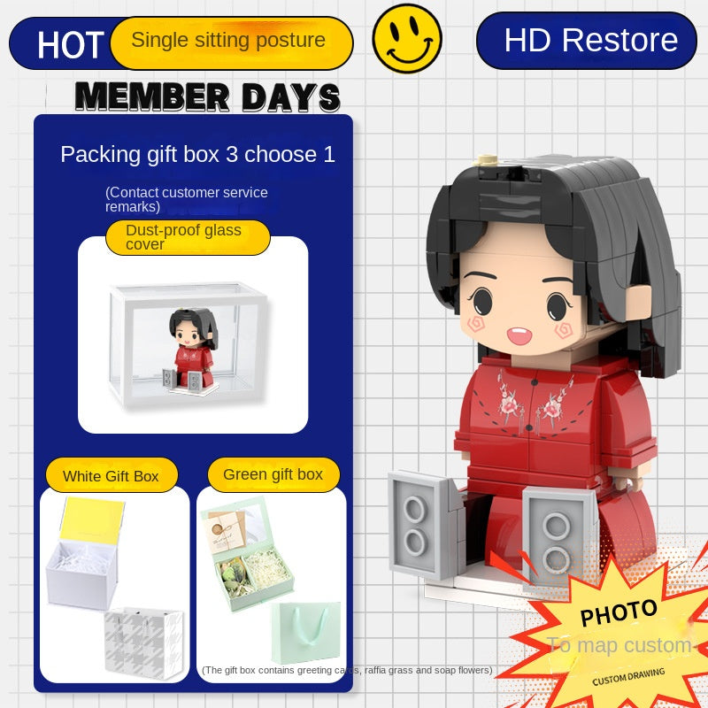 Photo Block 3D Figurine | LEGO style DIY | 3D Assembly Figurine | Couple | Valentine's Day | Gift Birthday