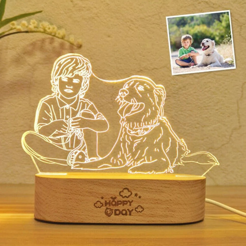 Personalized Custom Wooden Photo Frame Photo Text Customized USB LED 3D Lamp Bedroom Night Light Wedding Anniversary Birthday