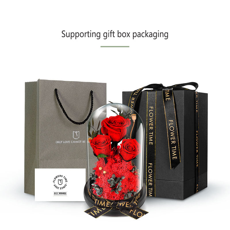 Luxury Gift | Immortal Flowers Dried Roses | Glass Cover Best Gift Box | Creative Ornaments | Valentine's Day Gift | Birthday Gift