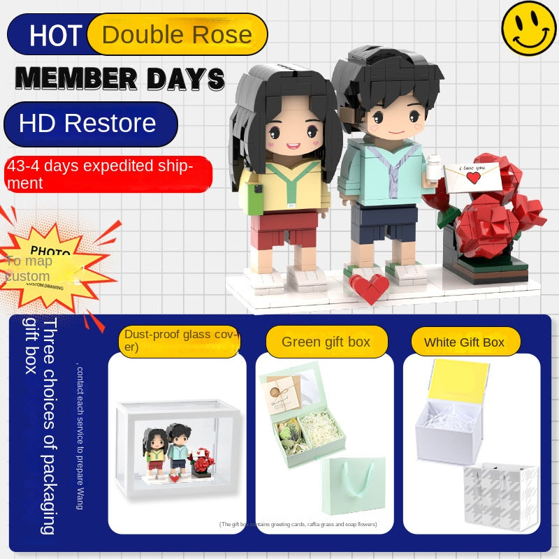Photo Block 3D Figurine | LEGO style DIY | 3D Assembly Figurine | Couple | Valentine's Day | Gift Birthday