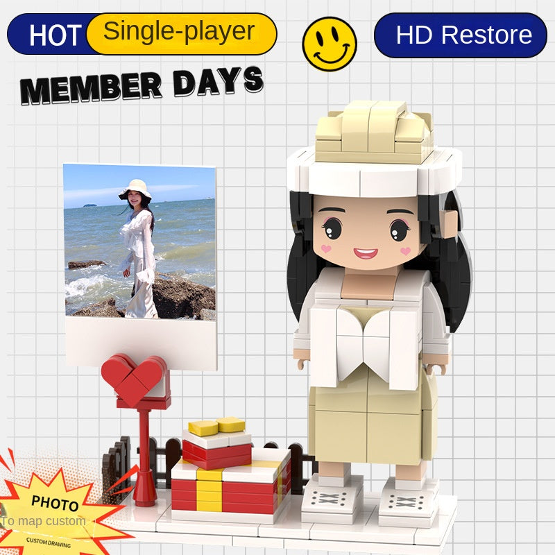 Photo Block 3D Figurine | LEGO style DIY | 3D Assembly Figurine | Couple | Valentine's Day | Gift Birthday