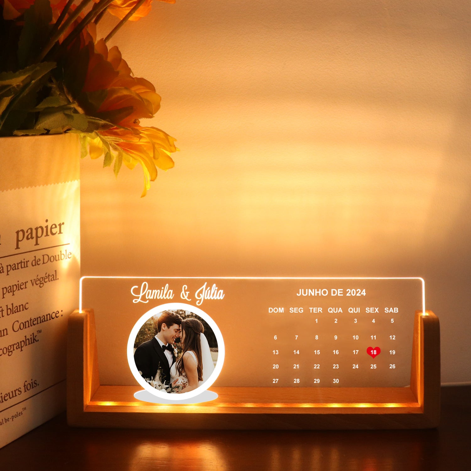 Personalized Gifts | Custom Picture Frames Photo | Text Memorial Plaque | Night Light | Christmas Decor Gift | with USB