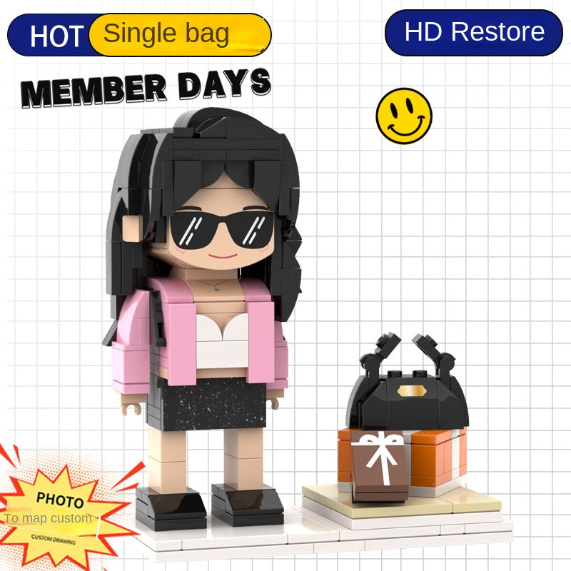 Photo Block 3D Figurine | LEGO style DIY | 3D Assembly Figurine | Couple | Valentine's Day | Gift Birthday
