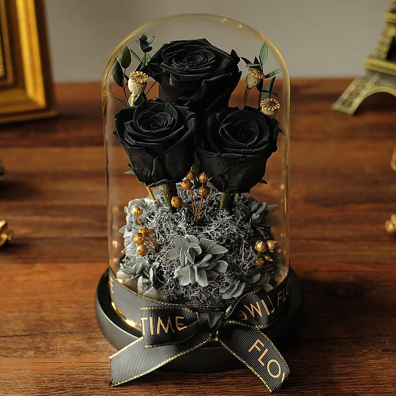 Luxury Gift | Immortal Flowers Dried Roses | Glass Cover Best Gift Box | Creative Ornaments | Valentine's Day Gift | Birthday Gift