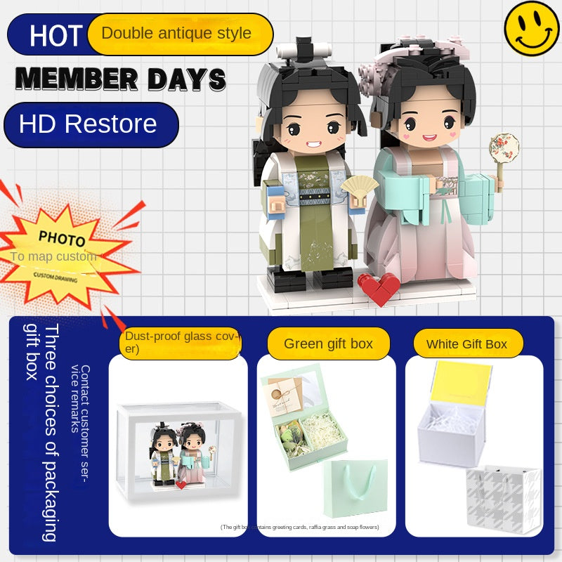 Photo Block 3D Figurine | LEGO style DIY | 3D Assembly Figurine | Couple | Valentine's Day | Gift Birthday