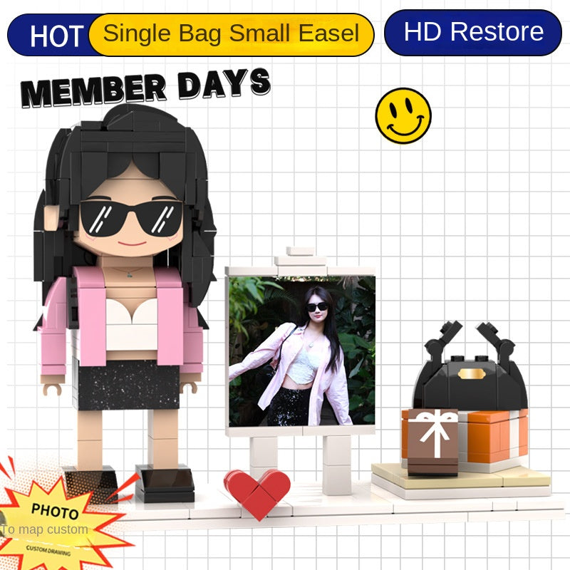 Photo Block 3D Figurine | LEGO style DIY | 3D Assembly Figurine | Couple | Valentine's Day | Gift Birthday