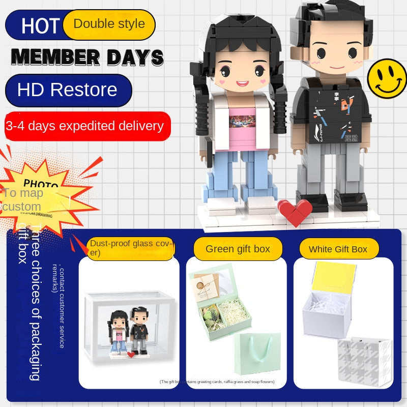Photo Block 3D Figurine | LEGO style DIY | 3D Assembly Figurine | Couple | Valentine's Day | Gift Birthday