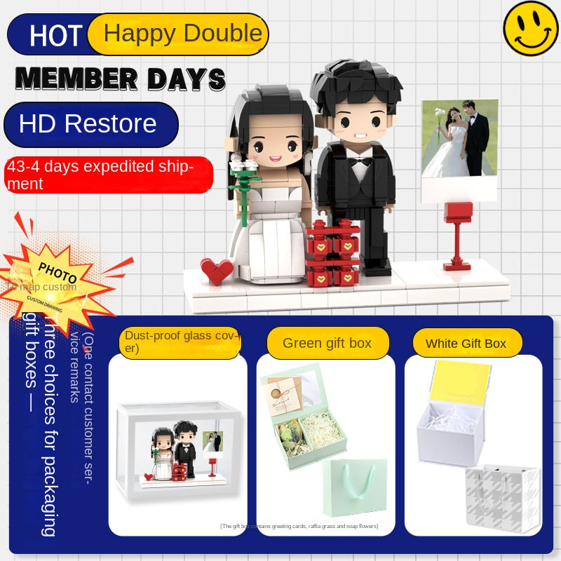 Photo Block 3D Figurine | LEGO style DIY | 3D Assembly Figurine | Couple | Valentine's Day | Gift Birthday