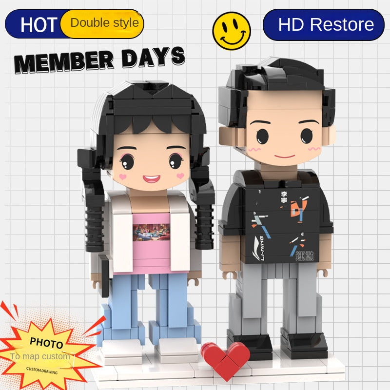 Photo Block 3D Figurine | LEGO style DIY | 3D Assembly Figurine | Couple | Valentine's Day | Gift Birthday
