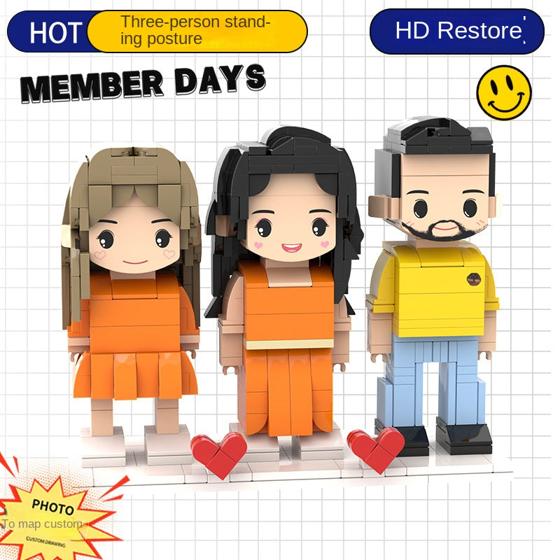 Photo Block 3D Figurine | LEGO style DIY | 3D Assembly Figurine | Couple | Valentine's Day | Gift Birthday