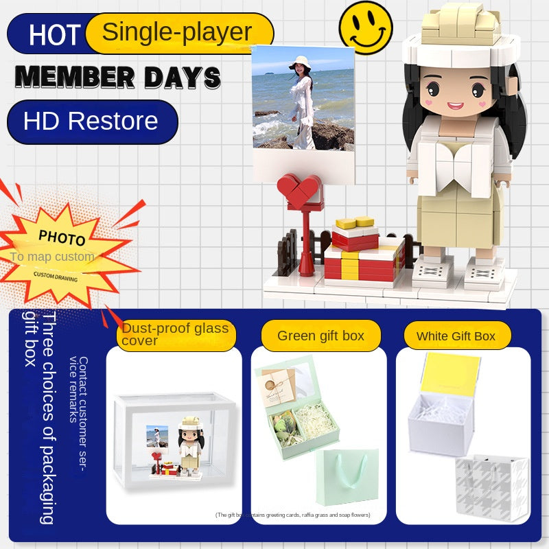Photo Block 3D Figurine | LEGO style DIY | 3D Assembly Figurine | Couple | Valentine's Day | Gift Birthday