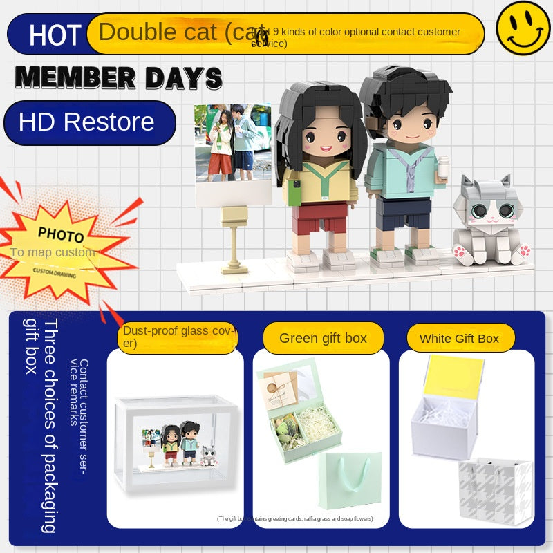 Photo Block 3D Figurine | LEGO style DIY | 3D Assembly Figurine | Couple | Valentine's Day | Gift Birthday