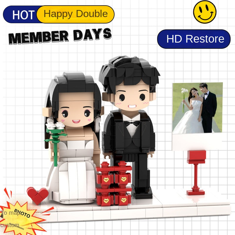 Photo Block 3D Figurine | LEGO style DIY | 3D Assembly Figurine | Couple | Valentine's Day | Gift Birthday