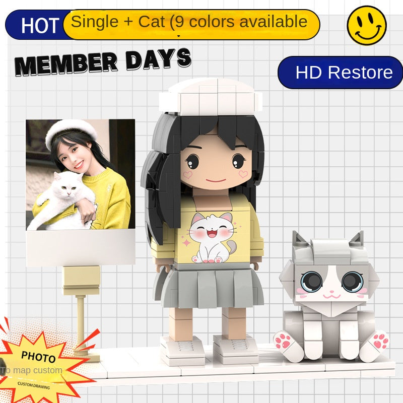 Photo Block 3D Figurine | LEGO style DIY | 3D Assembly Figurine | Couple | Valentine's Day | Gift Birthday