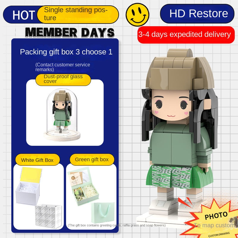 Photo Block 3D Figurine | LEGO style DIY | 3D Assembly Figurine | Couple | Valentine's Day | Gift Birthday