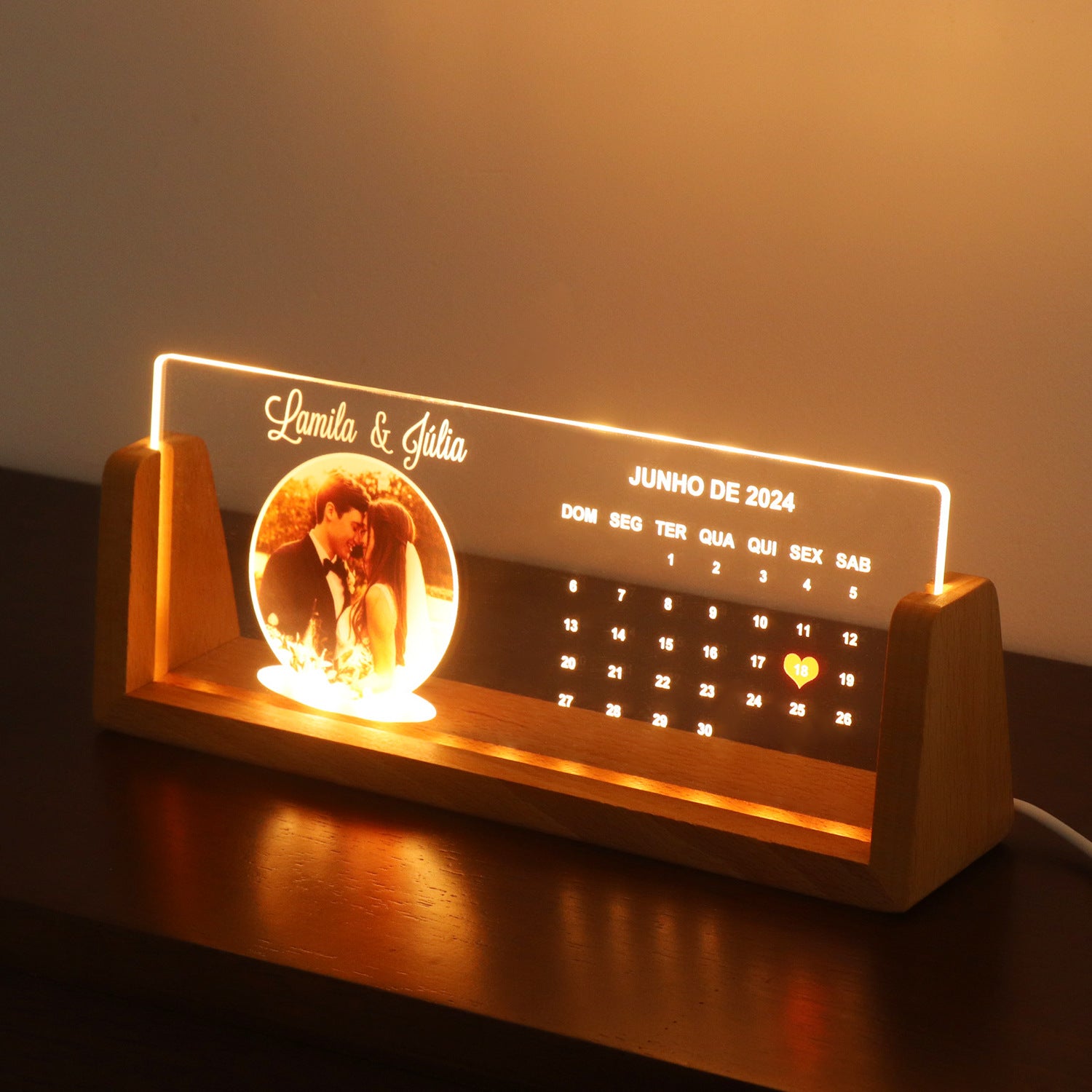 Personalized Gifts | Custom Picture Frames Photo | Text Memorial Plaque | Night Light | Christmas Decor Gift | with USB