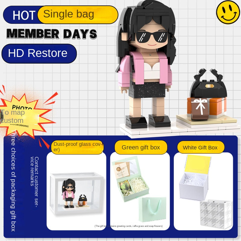 Photo Block 3D Figurine | LEGO style DIY | 3D Assembly Figurine | Couple | Valentine's Day | Gift Birthday