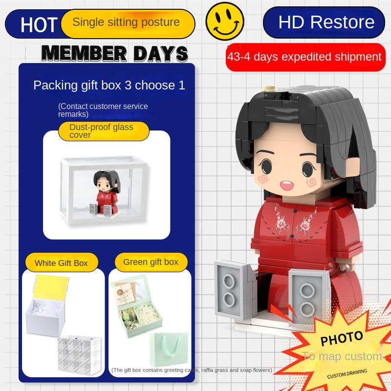Photo Block 3D Figurine | LEGO style DIY | 3D Assembly Figurine | Couple | Valentine's Day | Gift Birthday