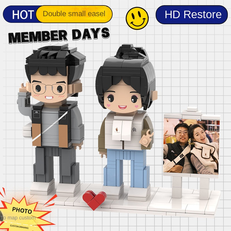 Photo Block 3D Figurine | LEGO style DIY | 3D Assembly Figurine | Couple | Valentine's Day | Gift Birthday