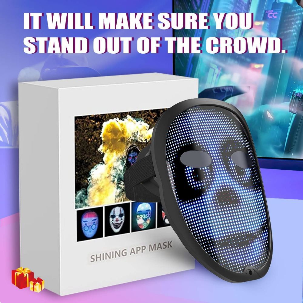 Halloween gesture face changing LED mask , bluetooth APP connection , LED mask luminous ,full color mask