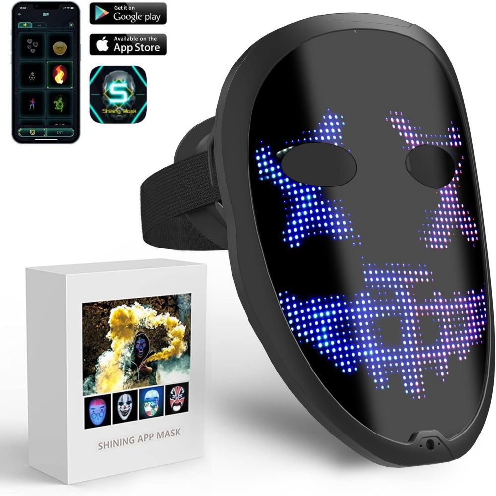 Halloween gesture face changing LED mask , bluetooth APP connection , LED mask luminous ,full color mask