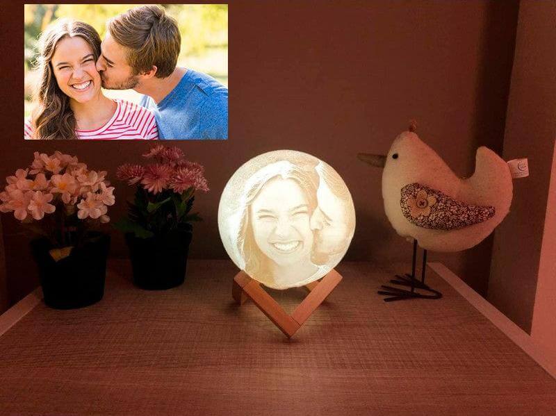 Personalised 3D Moon Lamp with Engraved Photo