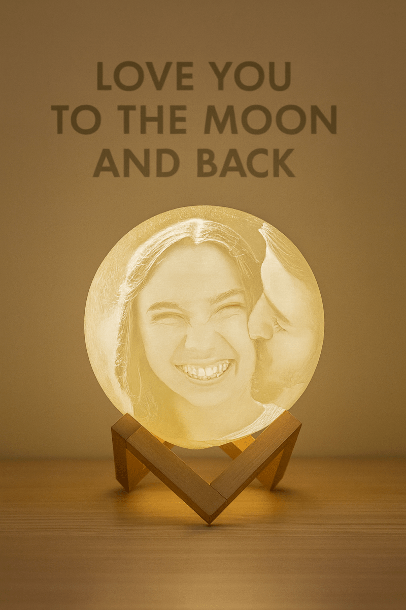 Personalised 3D Moon Lamp with Engraved Photo