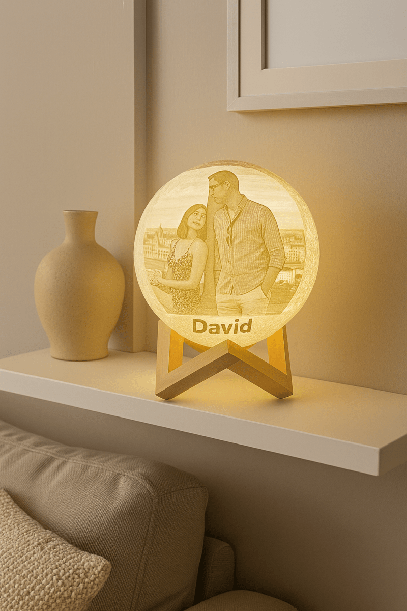 Personalised 3D Moon Lamp with Engraved Photo